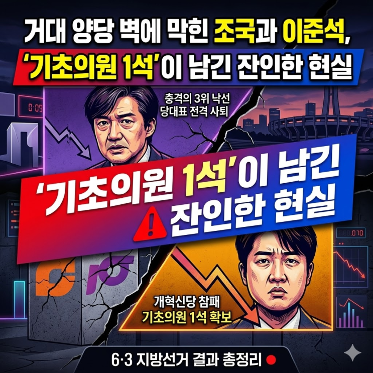  '3위 낙선' 조국 전격 사퇴와 '단 1석' 이준석… 제3지대 가혹한 성적표 진짜 이유