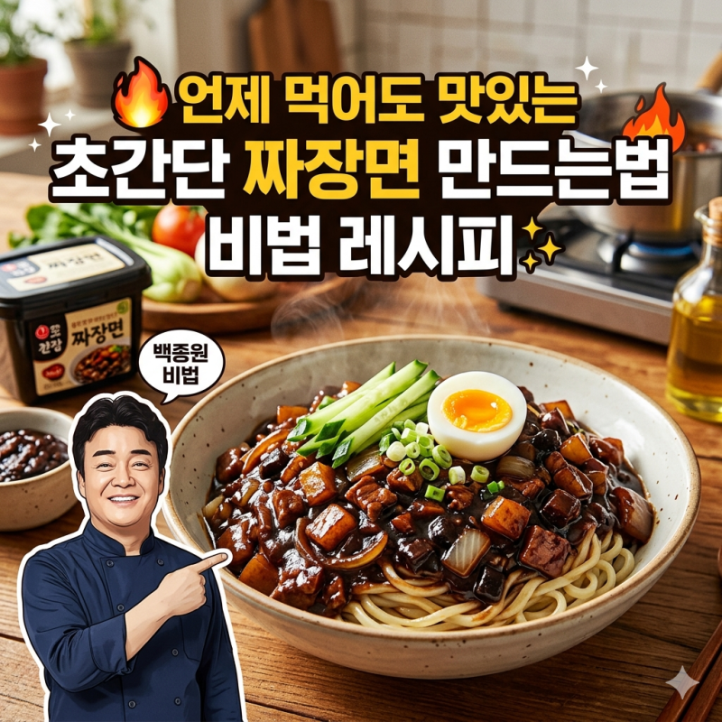 '언제 먹어도 맛있는 백종원 초간단 짜장면 만드는법' 비법 레시피✨