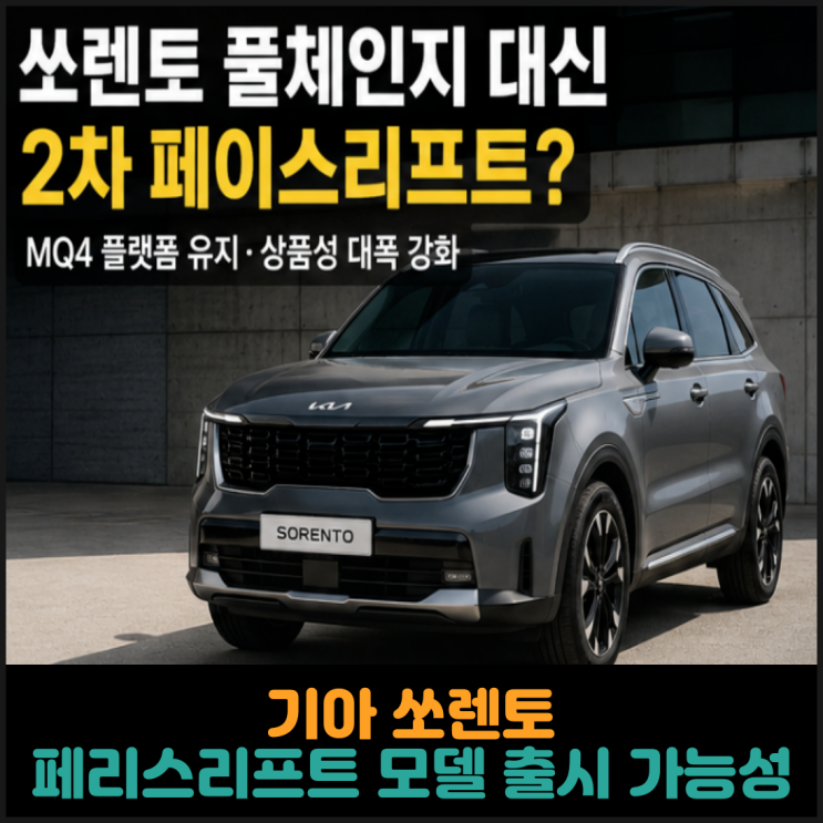  기아 쏘렌토, 페이스리프트 모델 출시 가능성