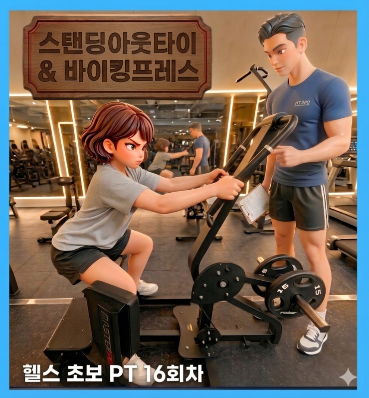  헬스 초보 전신 운동 | 이너 타이, 스탠딩 아웃 타이, 바이킹 프레스[PT 16회차]