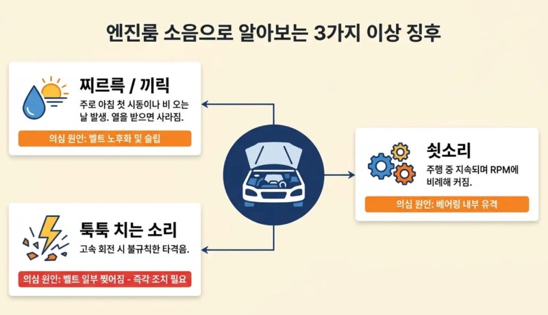 본넷에서 귀뚜라미 소리(찌르르)가? 10만km 필수 정비, 공임나라 '겉벨트 세트' 교체 가이드