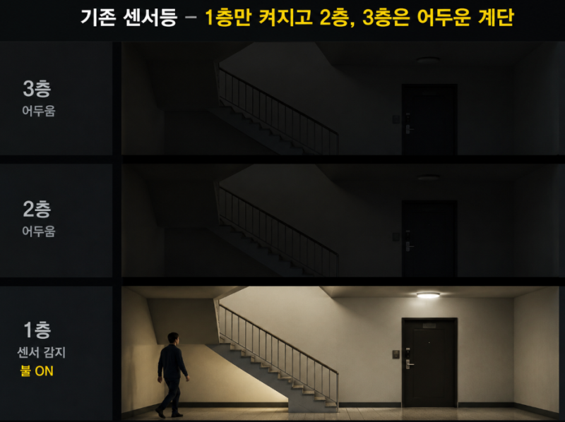 [지엘텍 대리점] "계단 센서등이 불편한 이유? 3로 스위치를 대신하는 3로 센서등"