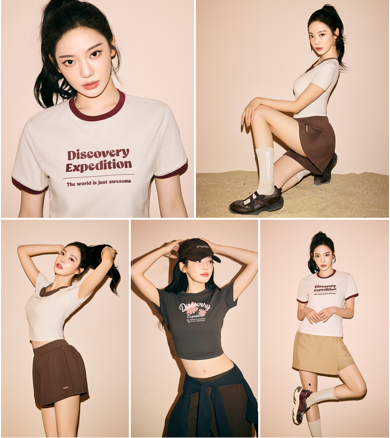 디스커버리 닝닝 여성 기능성 반팔티 추천! 크롭티셔츠 & 메리제인운동화