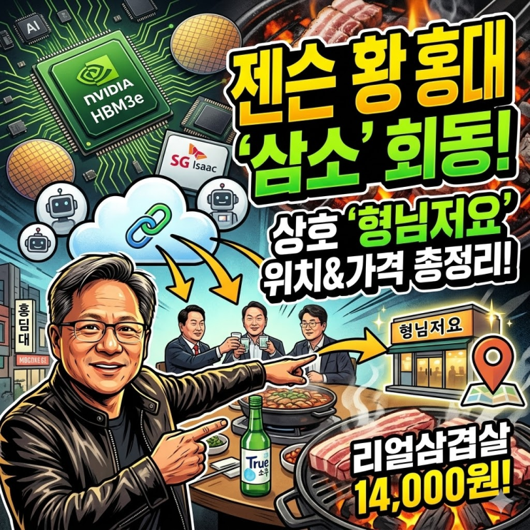  젠슨 황이 선택한 홍대 삼겹살집 '형님저요' 위치 및 리얼삼겹살 메뉴 총정리