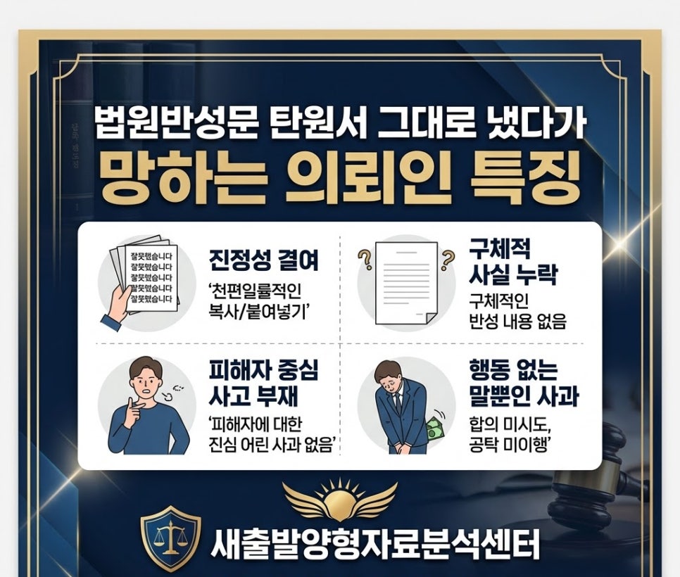 법원반성문 탄원서 그대로 냈다가 망하는의뢰인 특징 관련 사진