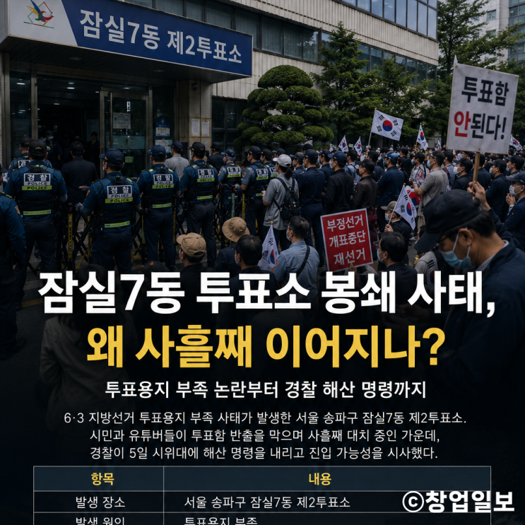 잠실7동 <b>투표</b>소 봉쇄 <b>사태</b>..... " <b>투표용지 부족</b> 논란부터 총정리
