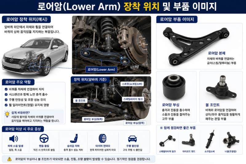 자동차 로어암이란? 바퀴를 잡아주는 중요한 하체 부품