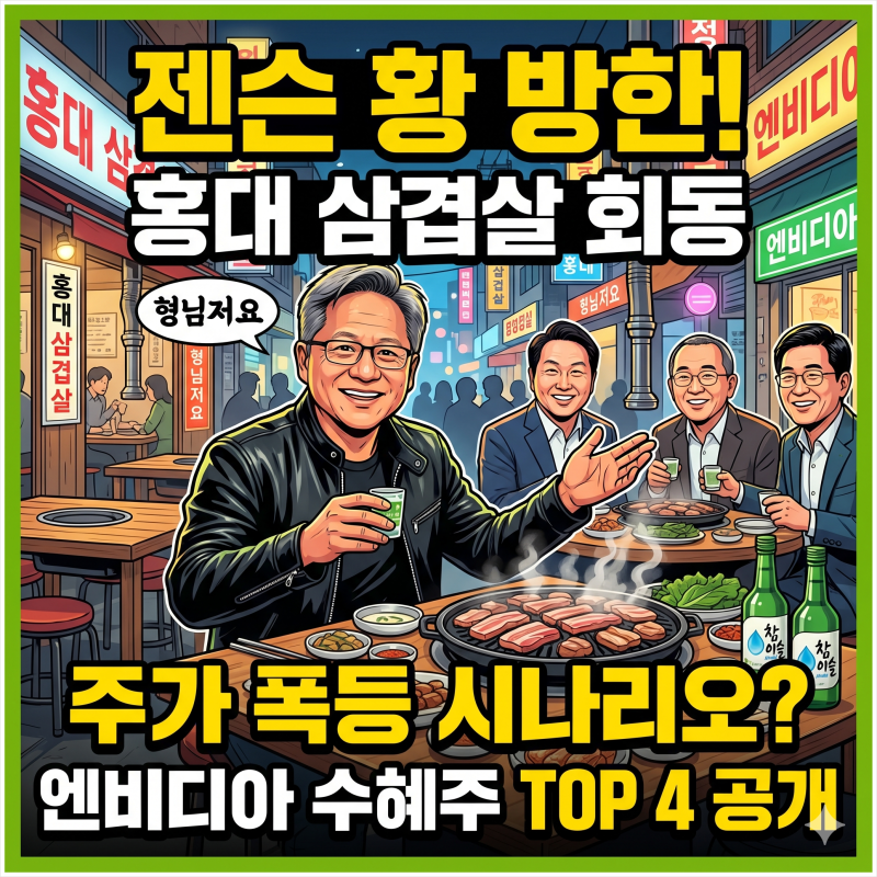 젠슨황 관련주 엔비디아 수혜주 TOP 4 및 홍대 삼겹살 회동 일정,장소 총정리