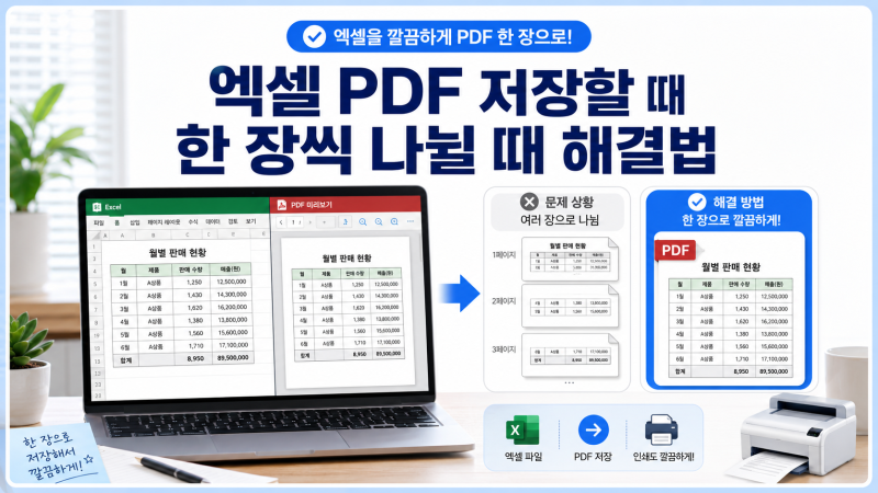 엑셀 PDF 저장할 때 한 장씩 나뉘는 문제 해결법