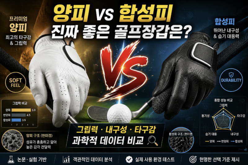 [VS시리즈 #03] 골프장갑 비교 양피 vs 합피, 과학적 데이터로 보는 차이와 선택 기준
