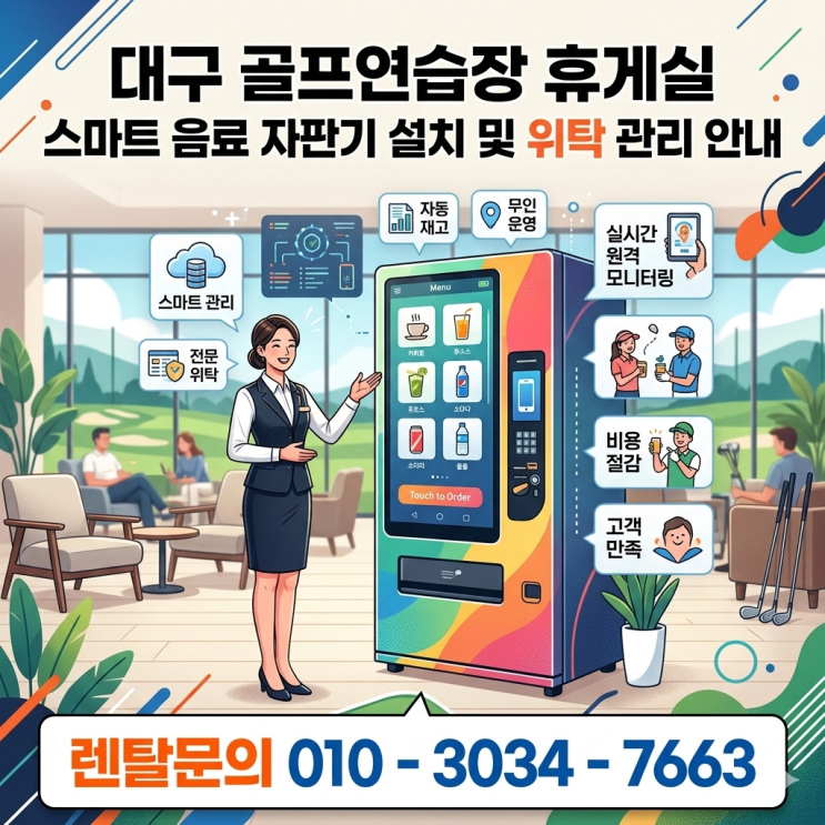  대구 골프연습장 휴게실 스마트 음료 자판기 설치 및 위탁 관리 안내