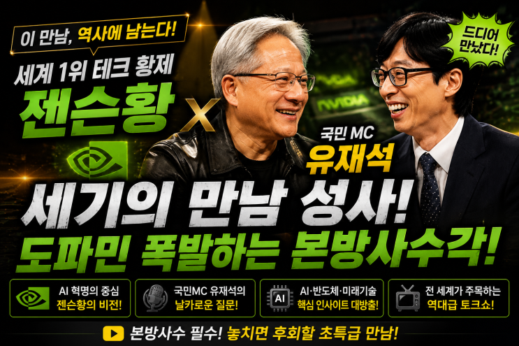 <b>젠슨 황</b> 홍대 <b>PC방</b>·삼겹살 <b>회동</b> 비하인드와 유퀴즈 방영일... 