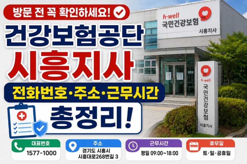 시흥시 건강보험공단 시흥지사 전화번호, 팩스번호, 위치, 버스이용방법, 주차장, 주소, 근무....