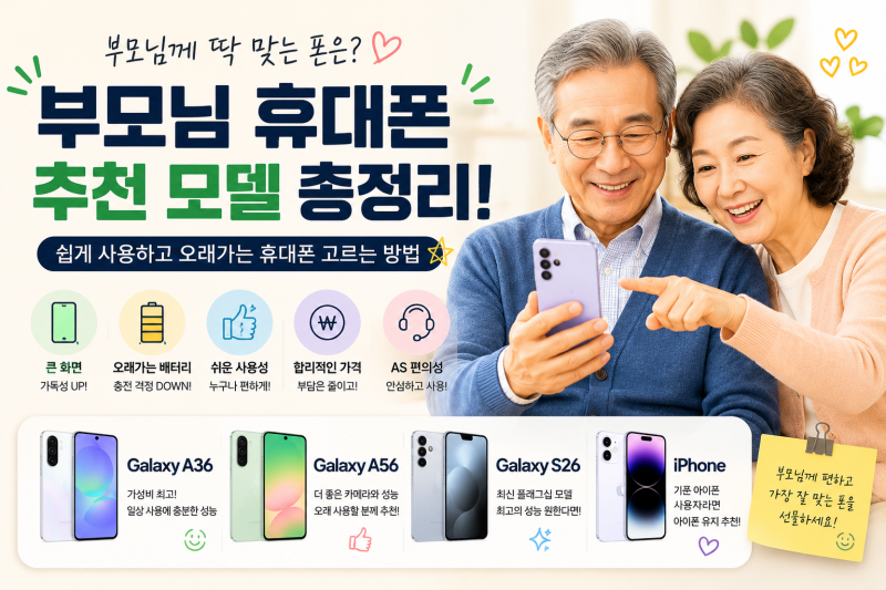 부모님 휴대폰 바꿔드릴 때 추천하는 모델 총정리