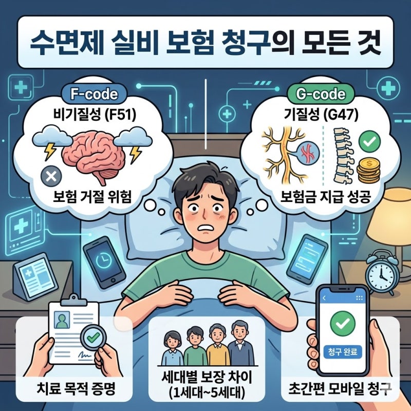 수면제 처방 실비 보험 청구 기준 완벽 정리 (F코드 vs G코드, 1~5세대 차이)
