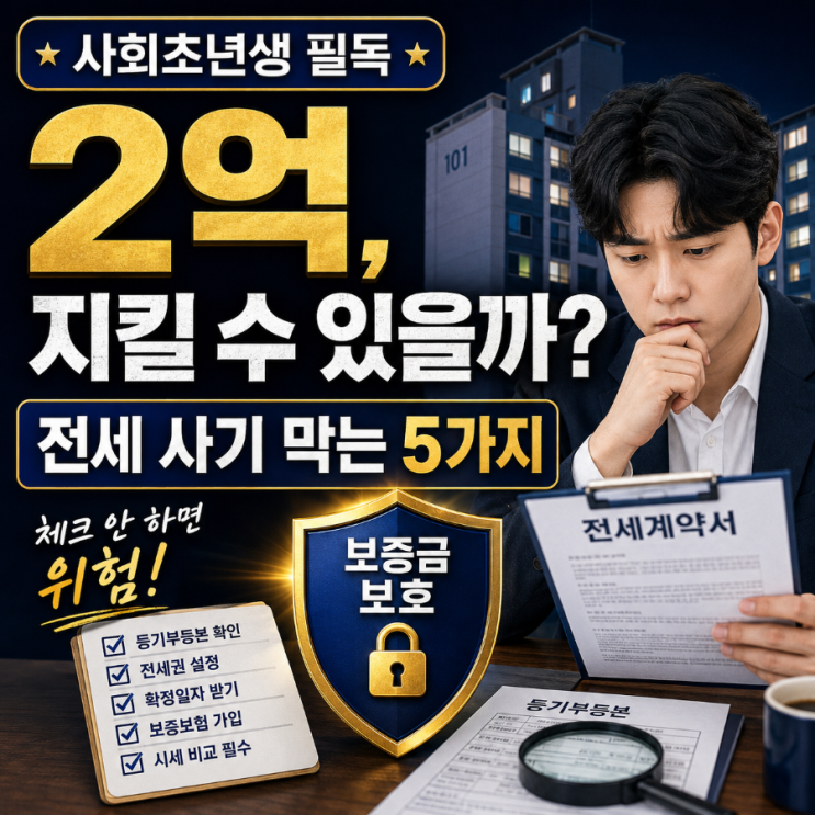  보증금 2억 지킨 비결? 사회초년생 전세 사기 예방 필수 체크리스트 5가지