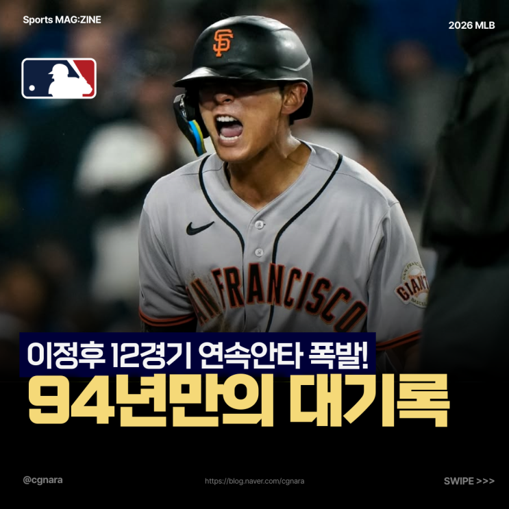 <b>이정후</b> 12<b>경기 연속 안타</b> 폭발, 메이저리그 뒤흔드는 결정적... 