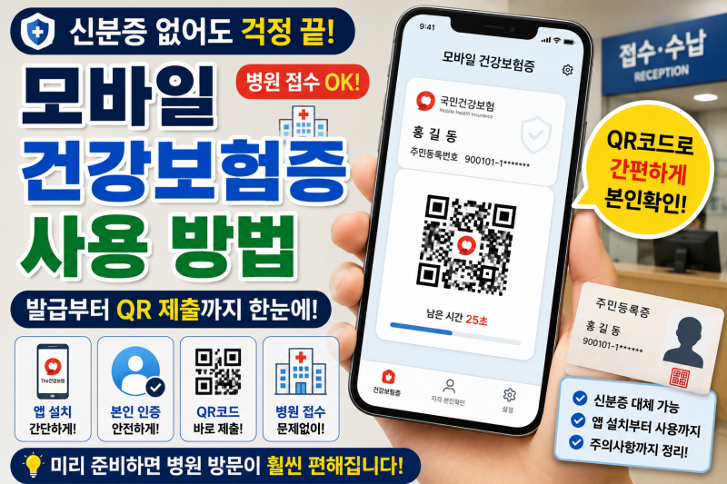 모바일 건강보험증 발급 방법, 병원 신분증 없을 때 확인하세요