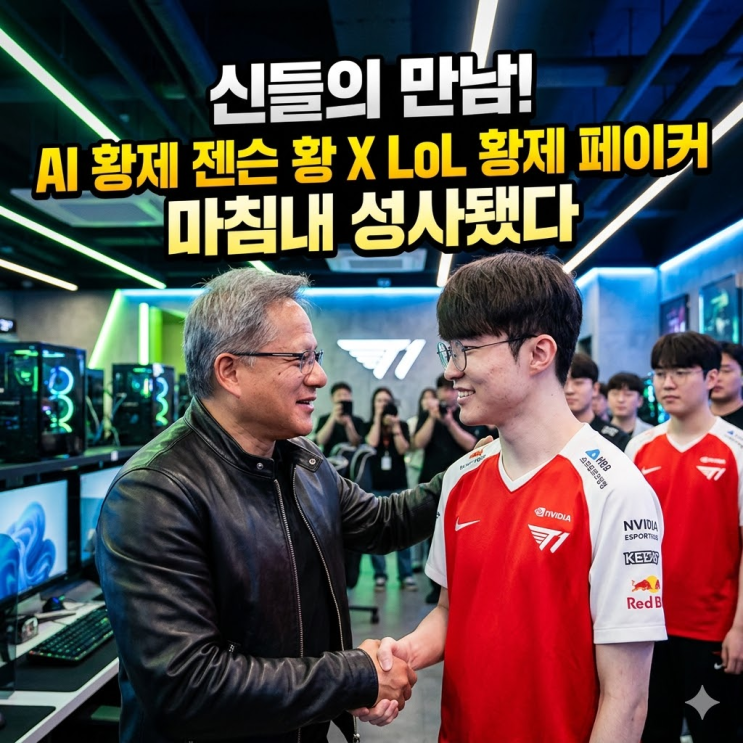  젠슨 황 CEO 방한 첫 행보가 PC방인 이유, 페이커와 T1 전격 회동의 테크적 의미