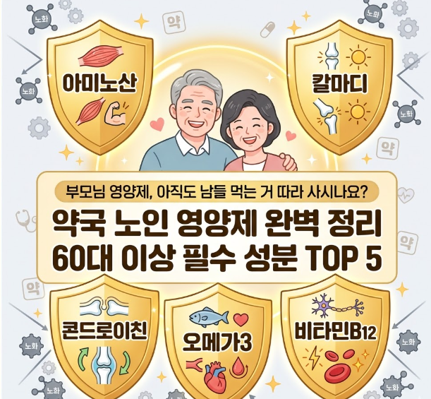 약국 노인 영양제 정리: 60대 이상 부모님이 꼭 챙겨야 할 성분 TOP5