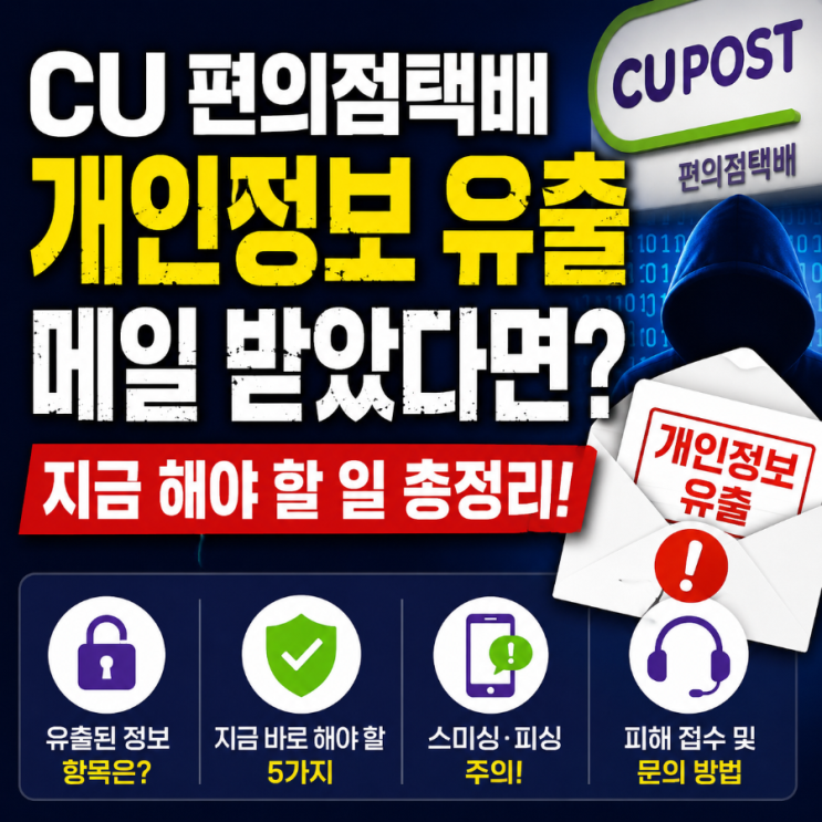 <b>CU</b> 편의점<b>택배</b> 개인정보 유출 메일 받았다면? 지금 해야 할 일... 