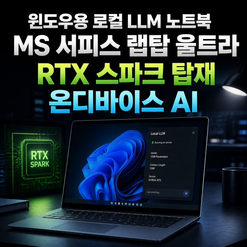 "윈도우용 로컬 LLM 노트북" MS 서피스 랩탑 울트라, 엔비디아 RTX 스파크 탑재로 온디바이스 AI ....