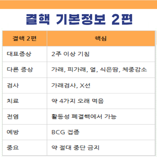 결핵 기본정보 2편, 증상 검사 치료 약물 간호