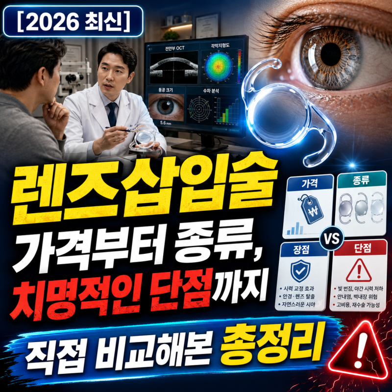 [2026 최신] 렌즈삽입술가격부터 종류, 치명적인 단점까지 직접 비교해본 총정리