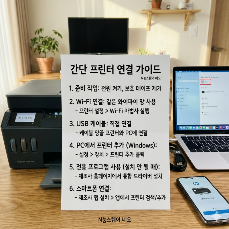 프린터 연결 및 스캔 폴더 만드는 방법