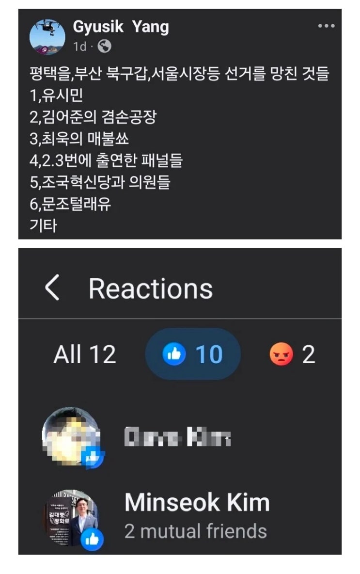 역시 <b>김민석</b>, 아니 김민새. 개가 똥을 끊지. 또 '좋아요'