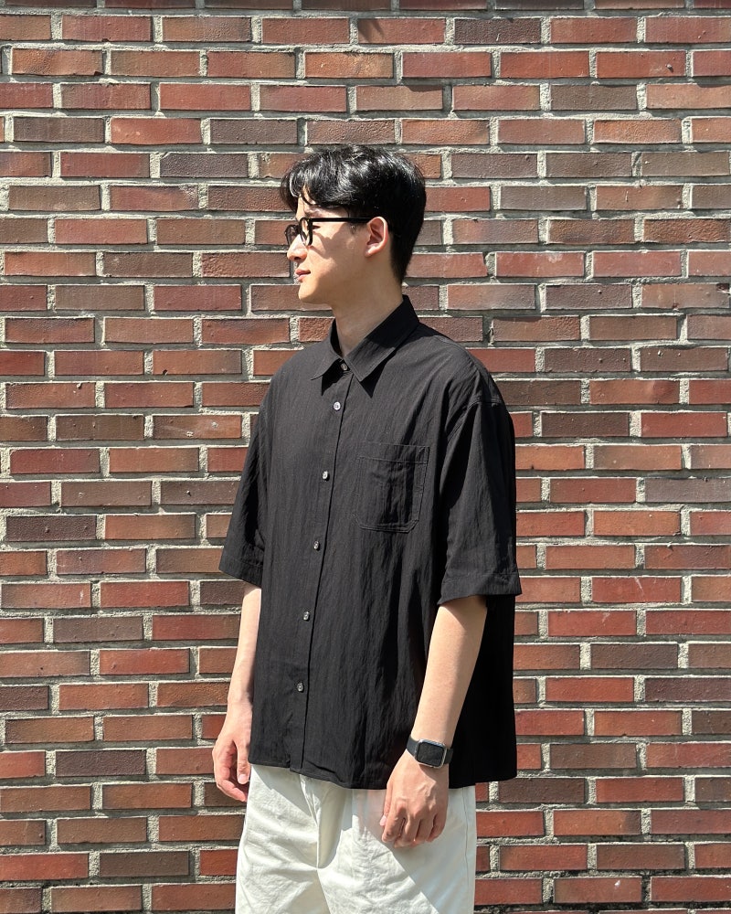 남자반팔셔츠 추천 커스텀멜로우 오버사이즈 플리츠셔츠 OOTD 팁
