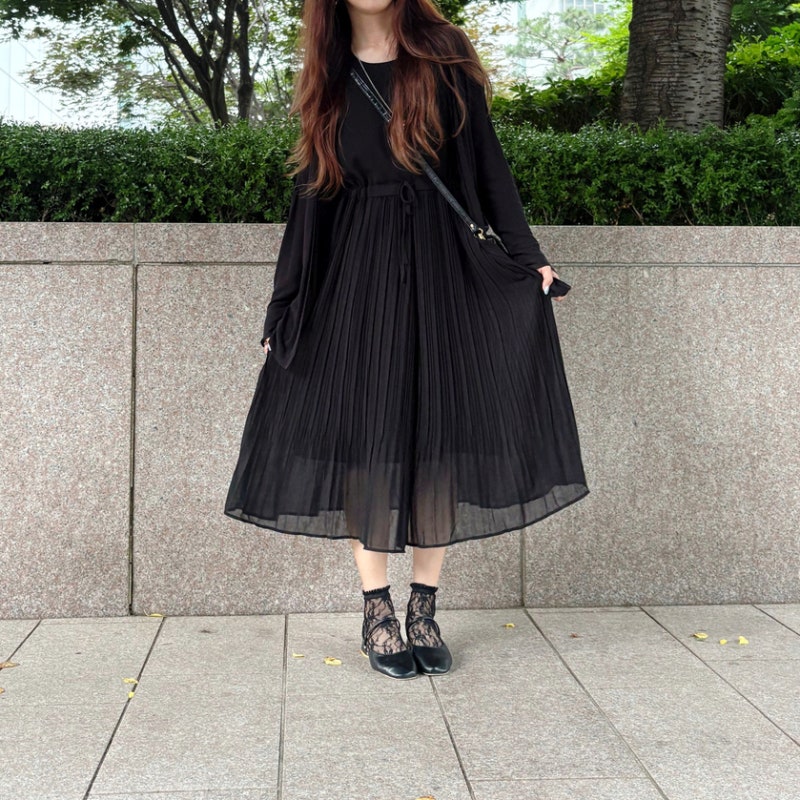 퀸잇 예뻐너 슬럿 내추럴 슬리브리스 롱원피스