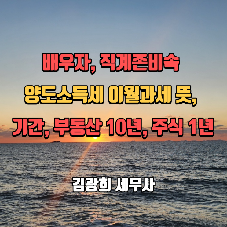  배우자, 직계존비속 양도소득세 이월과세 뜻, 기간, 부동산 10년(2023년), 주식 1년(2025년)