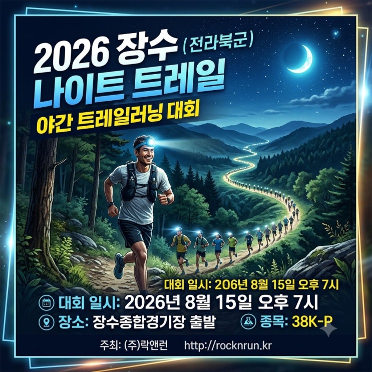  2026 장수 나이트 트레일러닝 대회 정보 총정리 (일정, 접수기간, 필수장비)