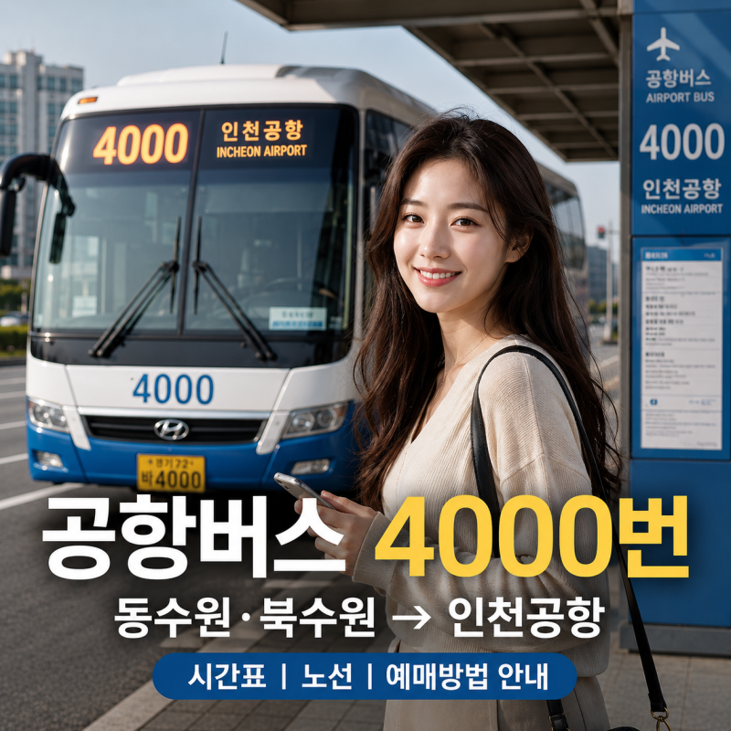 공항버스 4000번 시간표｜동수원·북수원 인천공항 노선·예매방법 안내