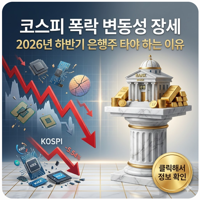  코스피 폭락 변동성 장세 2026년 하반기 은행주 타야 하는 이유