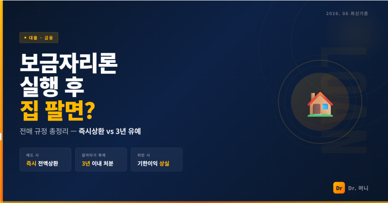 보금자리론 후 집 팔면 어떻게 되나?전매 규정 완전 정리 — 2026 최신 기준 위반 시 즉시 상환....