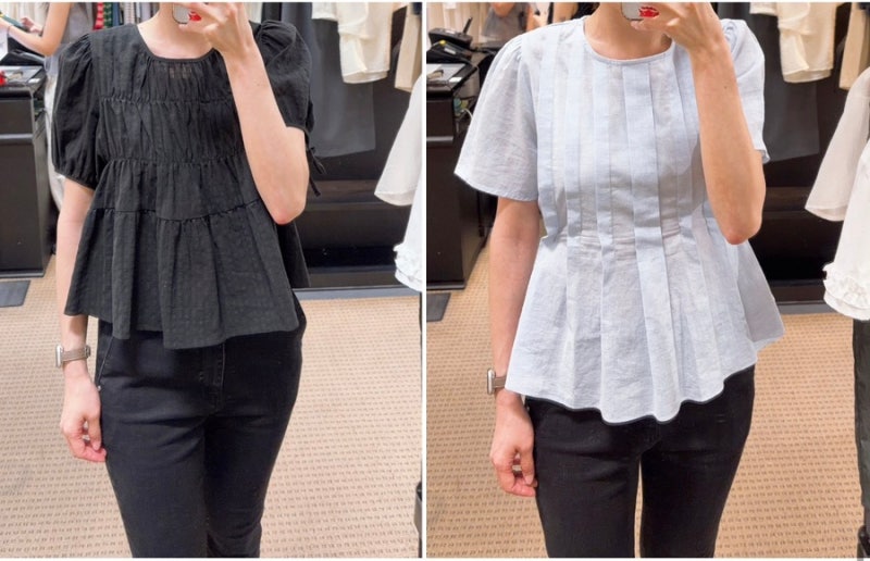 [틸아이다이 TILLIDIE] Shirring blouse 셔링 퍼프 블라우스, Pintuck cotton blouse 핀턱 코튼 블라우스 ....
