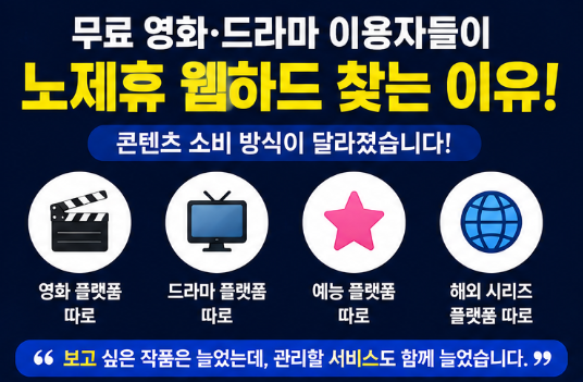  무료 영화·드라마 이용자들이 노제휴 웹하드 찾는 이유｜요즘 콘텐츠 소비 흐름 변화 정리
