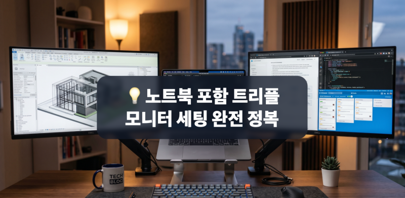 [가성비 甲] 노트북 화면 포함! 트리플 모니터 세팅 완전 정복: 목 건강 지키고 생산성 2배 올....