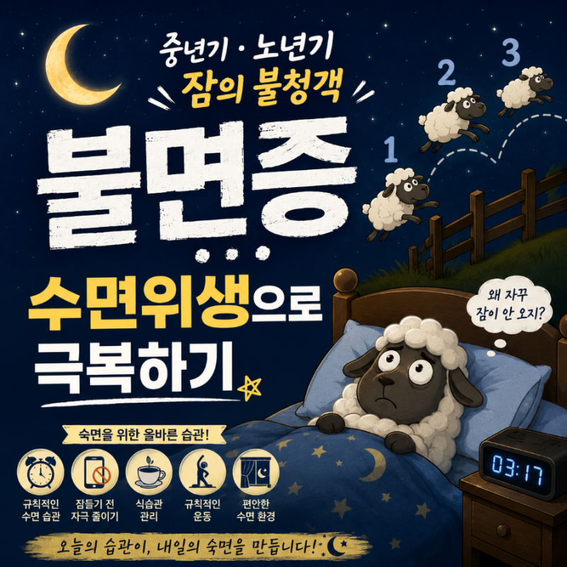 중년불면증·노인불면증 원인과 해결법 - 수면위생 10가지와 수면제·멜라토닌 복용 정보