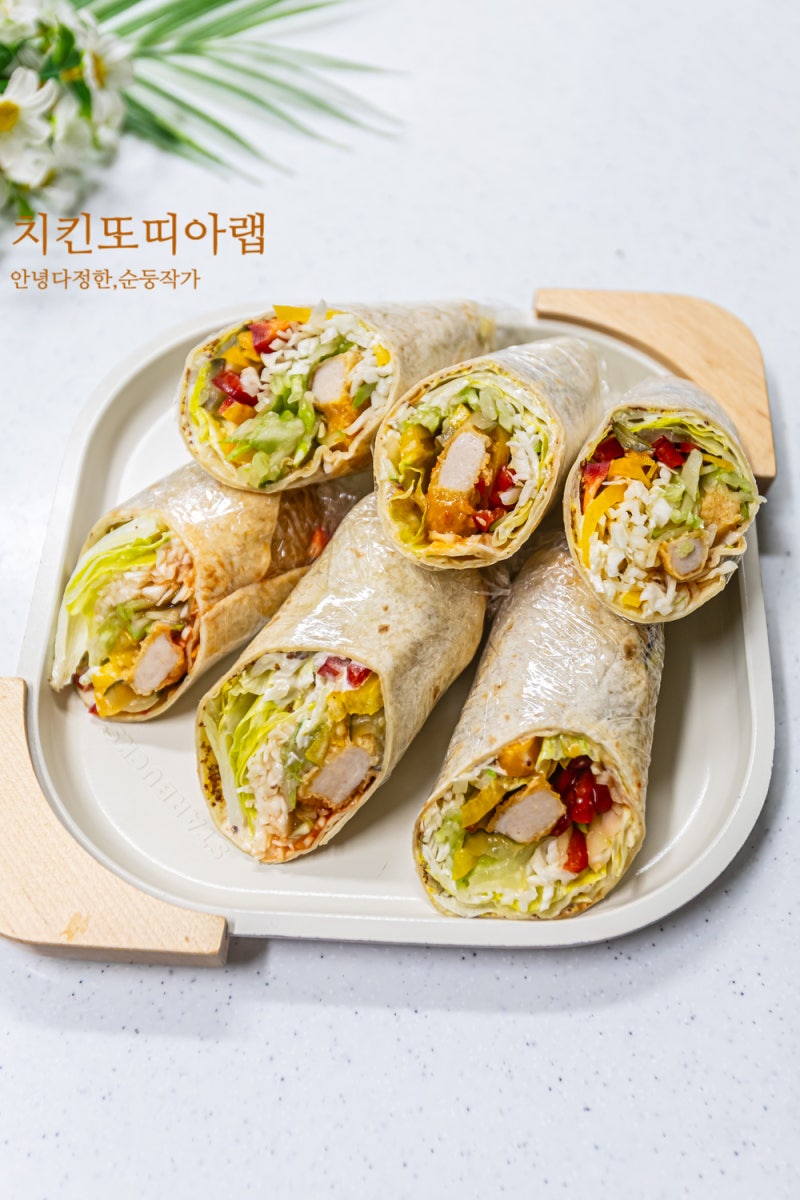 치킨랩 만들기 치킨너겟 요리 치킨 또띠아랩 만드는 법 또띠아 샌드위치 소스 재료 싸는법