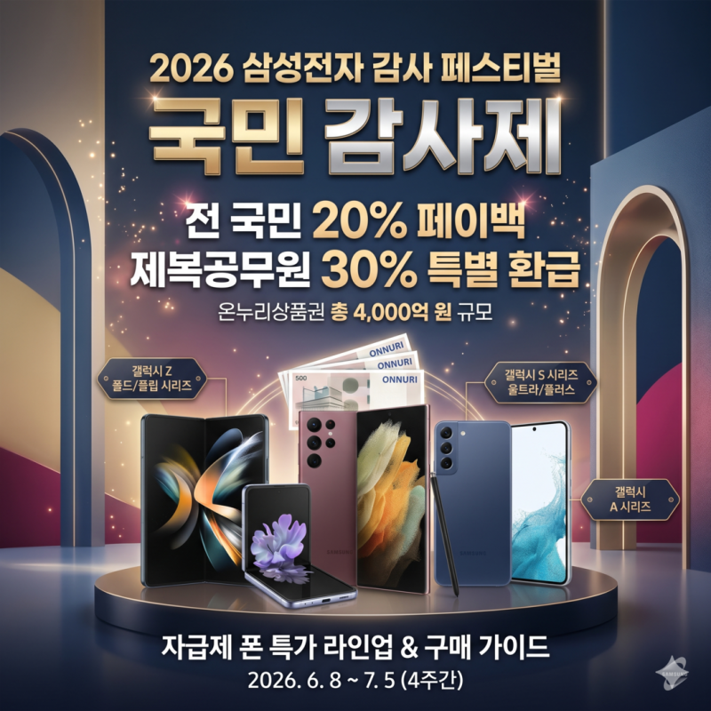 삼성전자 감사제 자급제 폰 특가 라인업 및 페이백 구매 가이드 2026