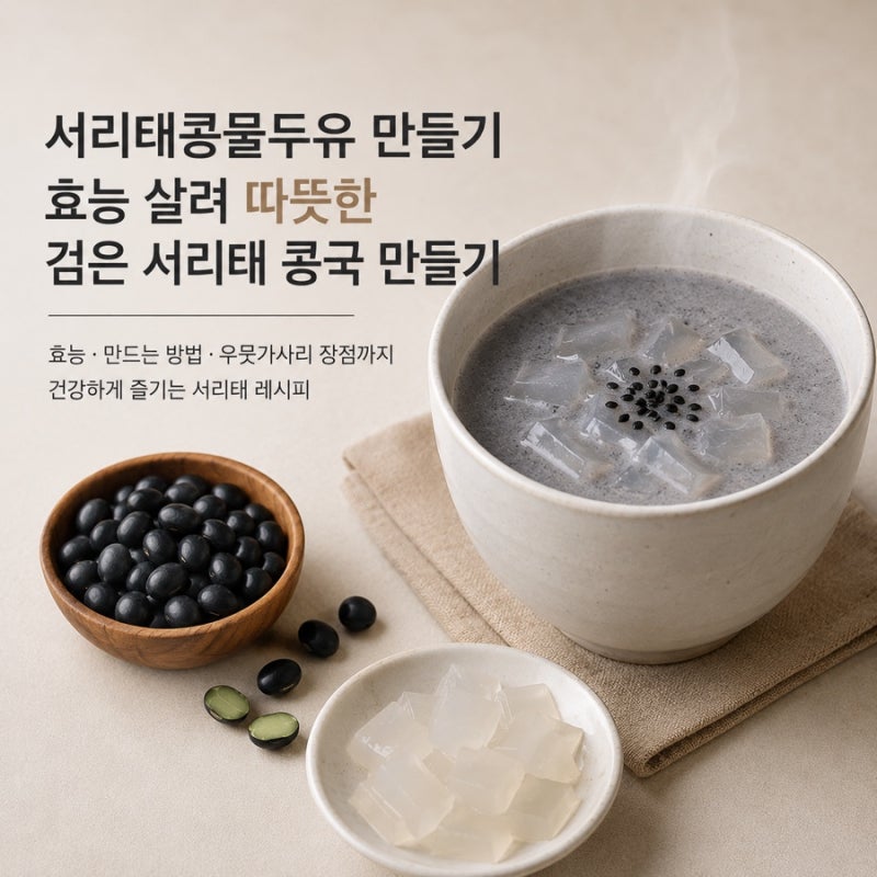 서리태콩물두유 만들기 효능 살려 따뜻한 검은 서리태 콩국 레시피