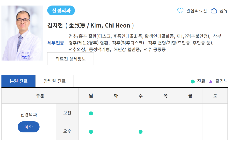 서울대학교병원 척추 명의 정보 궁금하다면!! 상세정리