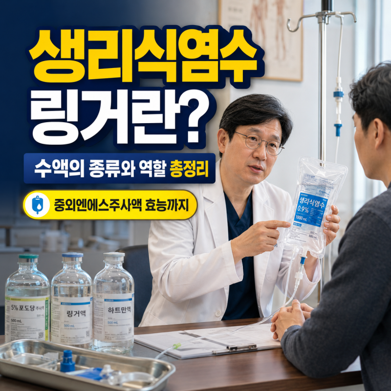 생리식염수 링거란? 수액의 종류와 역할 총정리 (중외엔에스주사액 효능까지)