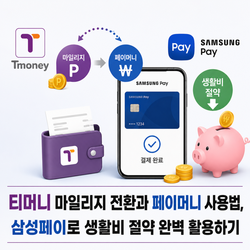 티머니 마일리지 전환과 페이머니 사용법, 삼성페이로 생활비 절약 완벽 활용하기