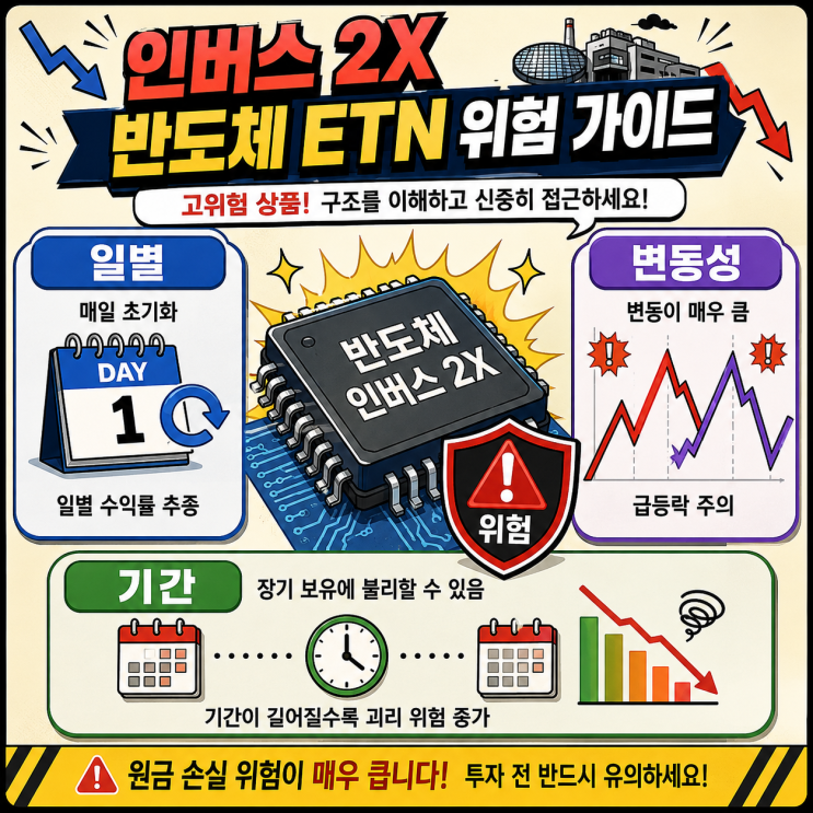  미래에셋 인버스 2X 반도체 ETN, 오를 때 더 조심