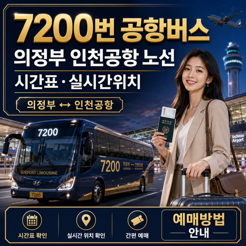 공항버스 7200번 시간표·실시간위치｜의정부 인천공항 노선·예매방법 안내