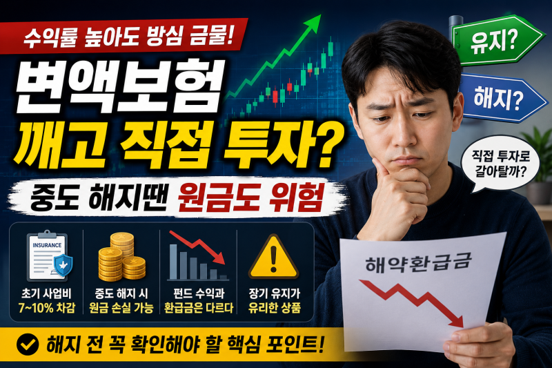 변액보험 해지 후 직접 투자? 중도 해지 시 원금 손실 위험과 주의점 정리